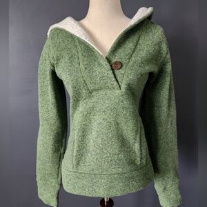 Nike Women's ACG L Green Sherpa Lined Hood Hooded Sweater Mossy Green EUC